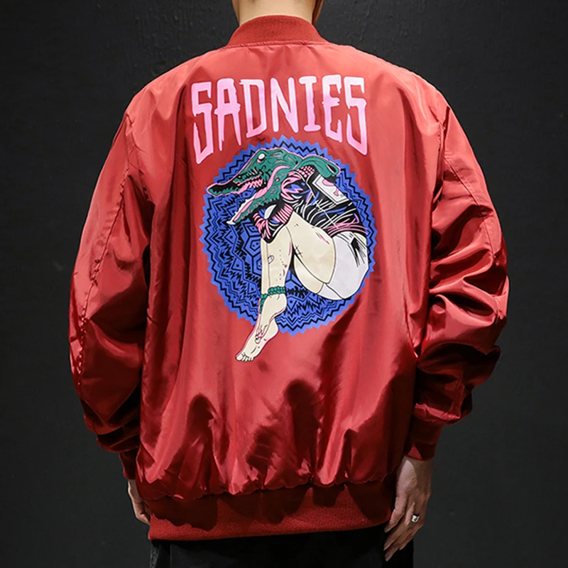 

New MA-1 Bomber Military Biker Jacket Men Army Green Beauty Pattern Printed Pilot Bomber Jacket Men Baseball Jackets Plus Size