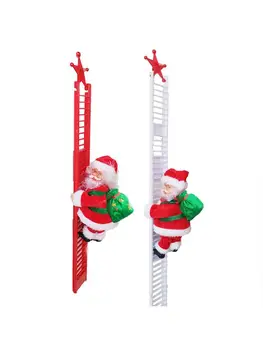 

Electric Santa Claus Climbing Ladder Doll Christmas Tree Hanging Ornament Plush Santa Doll Toy For Window Christmas Decoration