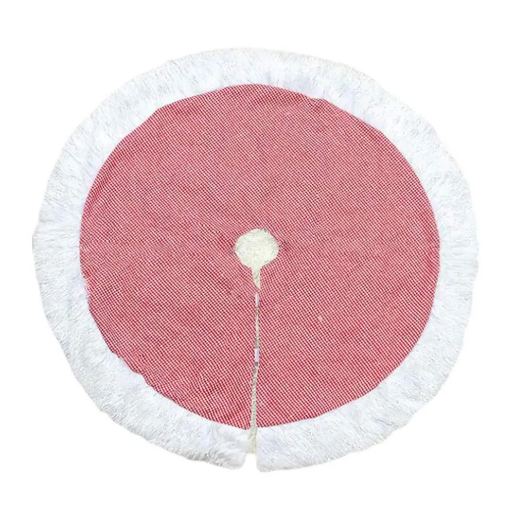 

Decoration Party White Plush Festive Christmas Tree Skirt Cloth Holiday Cover Red Dot Floor Mat Home Ornament Carpet
