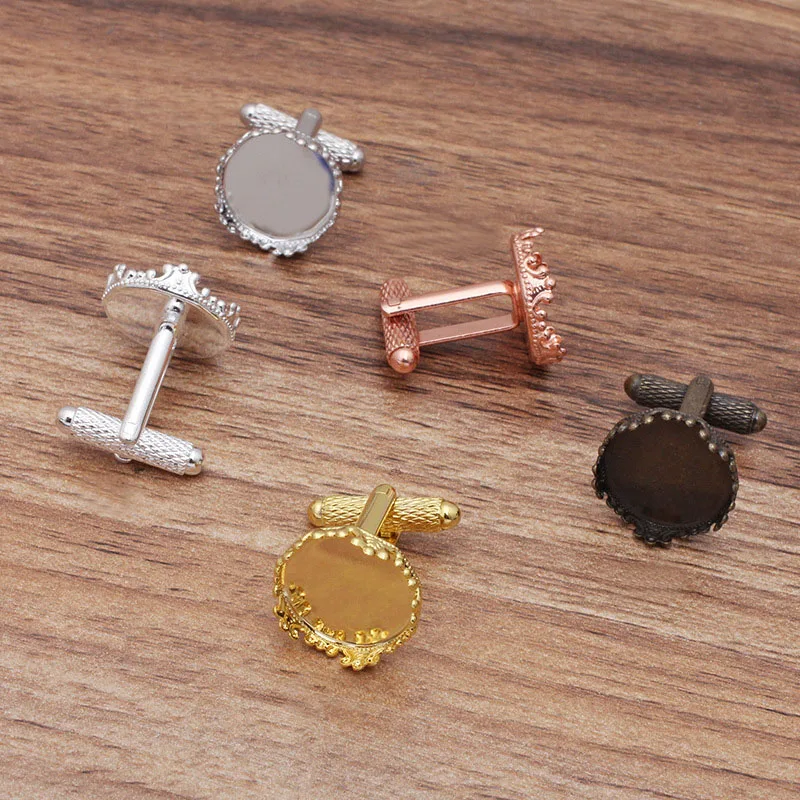 12mm 15mm Round Cabochon Bases Whorl Cufflink Diy Findings Blank Bezel Cufflinks Tray Cameo