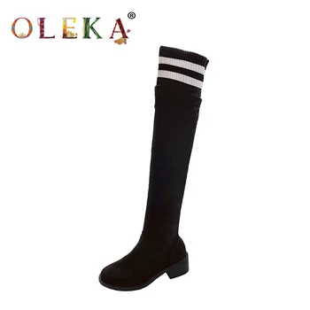 

OLEKA Knee-high Winter Women Boots Platform Totem Round Toe Boots For Women Fashion Style Basic New AS383