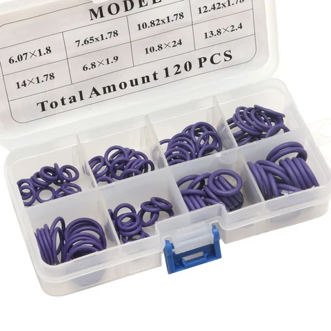High Quality 1 Set / 120 Pcs HNBR Auto Car Van Air Conditioning Rubber Washer O Ring Seal Assortment Set car-styling