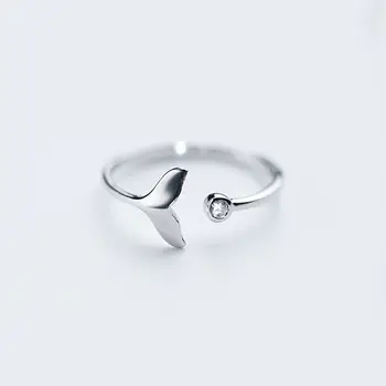 

925 Sterling Solid Ring Exquisite Whale Tail Plain Band Ring Adjustable