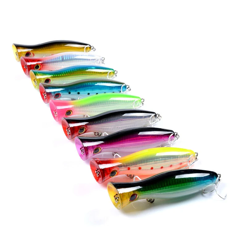

Lure popper 12.5cm/40.3g fishing artificial baits Lead block stable 3D Bionic Eyes colorful Allure Simulated Laser Coating
