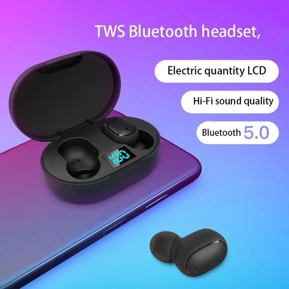 TWS E6S True Wireless Earphone for Redmi Airdots Earbuds LED Display Bluetooth V5 0 Headsets with Mic for iPhone Huawei Samsung