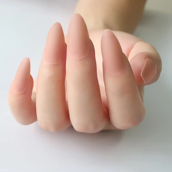 

24pcs The latest fashion Candy colors Matte false nails pointed Khaki