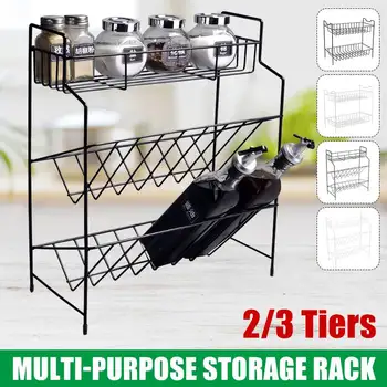 

2/3 Tiers Kitchen Spice Rack Iron Art Countertop Spice Jars Bottle Shelf Kitchen Cutlery Organizer Shelf Storage Holder