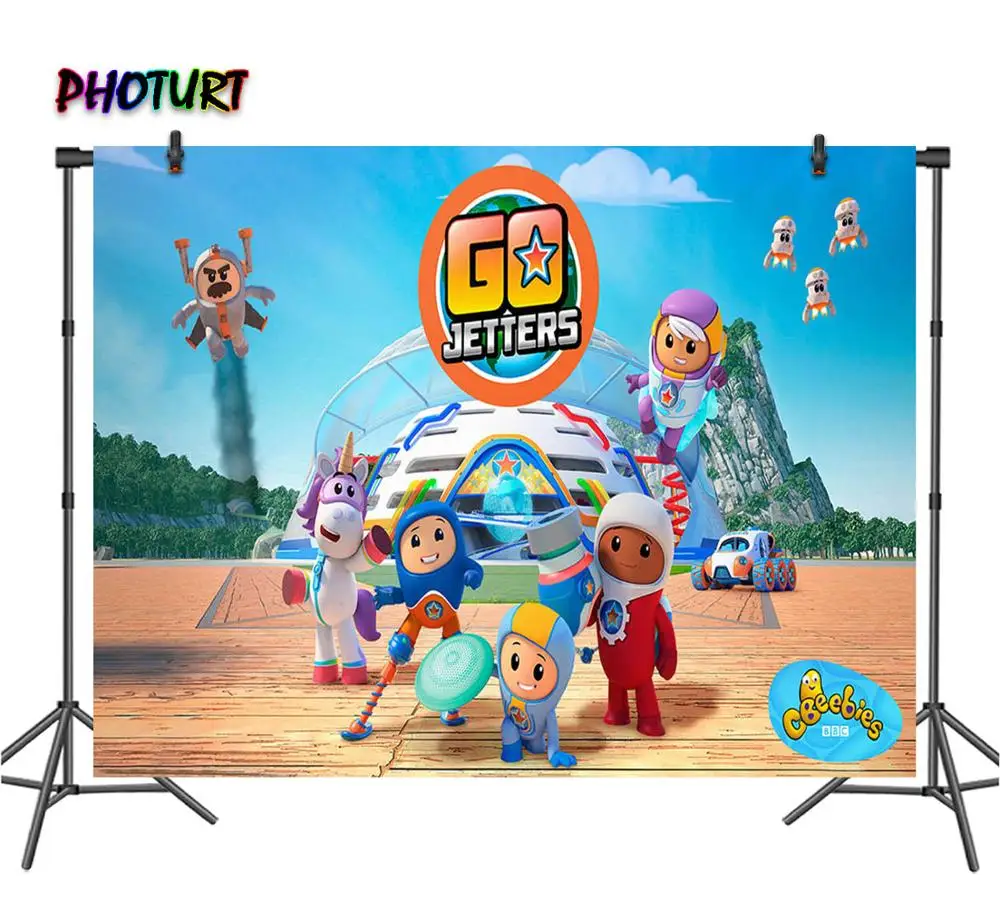 Photurt Go Jetters Fotografia Sfondo Bambini Compleanno Baby Shower Sfondo Bbc Cartoon Vinile Poliestere Photo Studio Puntelli