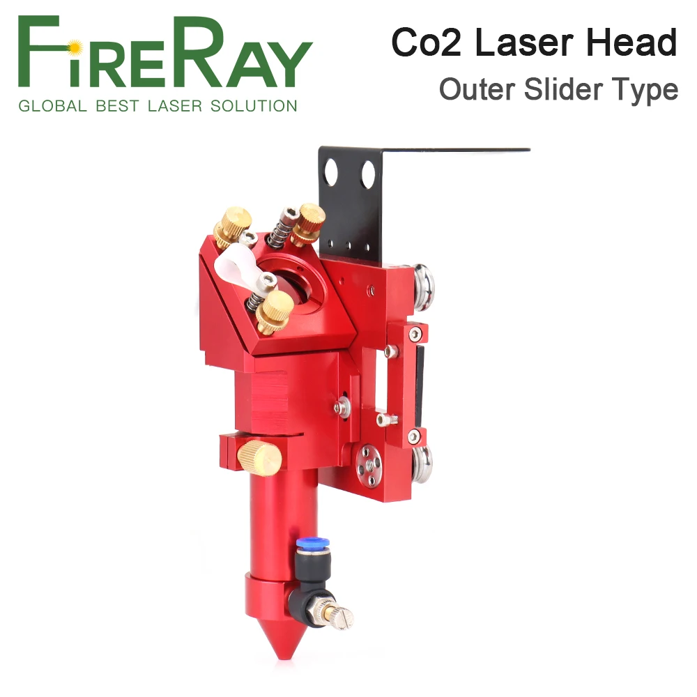 FireRay CO2 레이저 헤드, 직경 20mm FL 50.8/63.5mm 렌즈용, D25mm 미러 외부 슬라이더 유형, 에어 노즐 포..