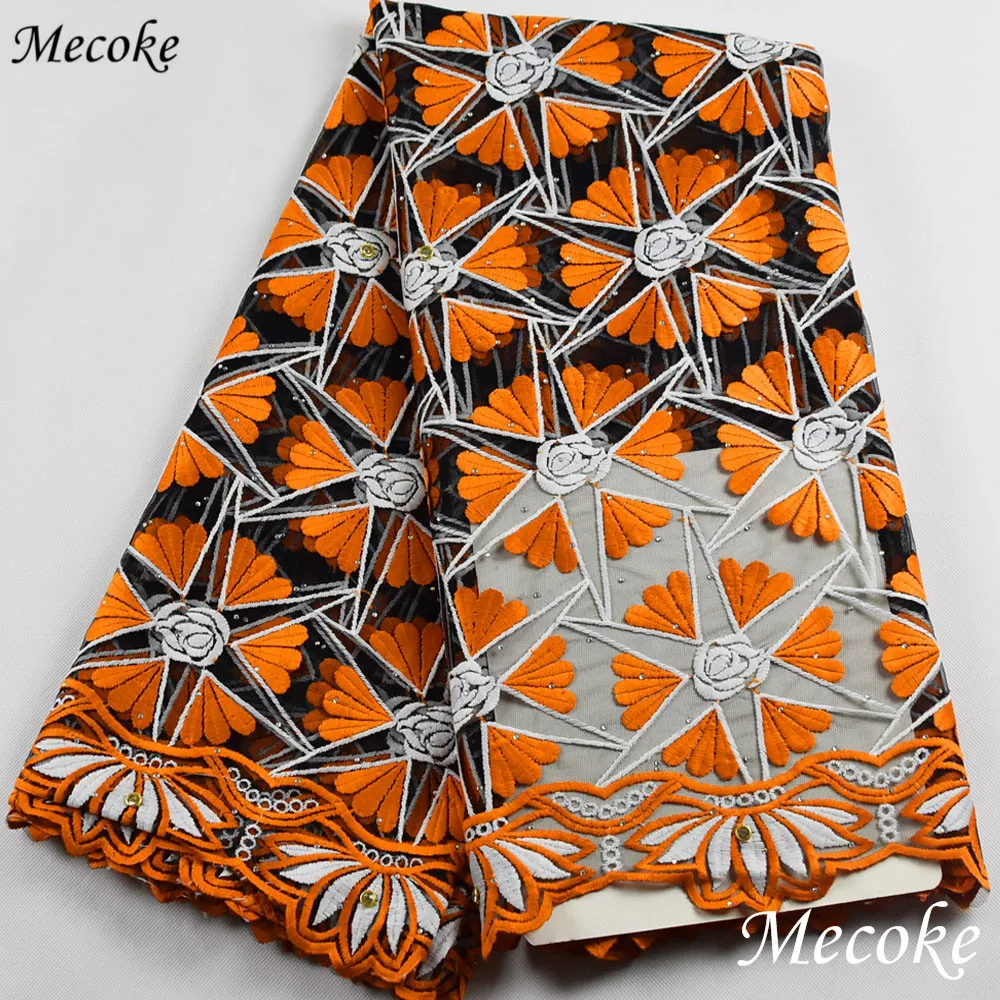 Лидер продаж оранжевый Африканский шнур кружева высокого качества Французский Кружева с большим количеством камней или африканская кружевная ткань красный нигерийский кружева