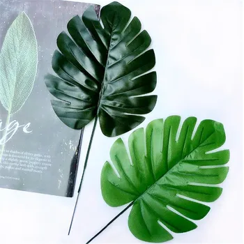 

100Pcs/Lot Fake Single Stem Monstera Leaf Simulation Greenery for DIY Flower Arrangement Wedding Background Decoration 2Colors