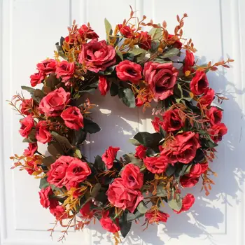 

Wedding Party Home Decoration Artificial Rose Flower Wreath Round Garland Ring Warm Romantic Party Decoration gGarland