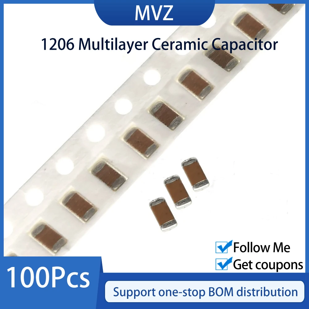 100 шт. 1206 SMD чип многослойный керамический конденсатор 25PF 27PF 30PF 33PF 36PF 39PF 47PF 51PF 56PF 68PF
