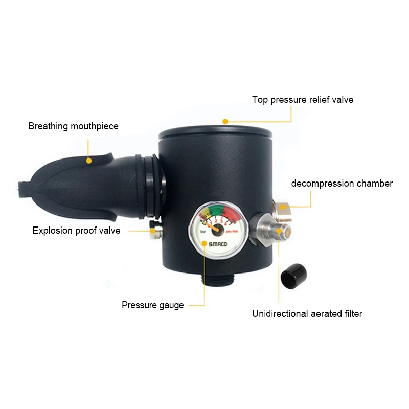 Oxygen Cylinder Head 0.5L Oxygen Cylinder Head Scuba Respirator Part Diving Regulator Breather with Gauge Water Sports Oxygen Cylinder Head 0.5L Oxygen Cylinder Head Scuba Respirator Part Diving Regulator Breather with Gauge Water Sports