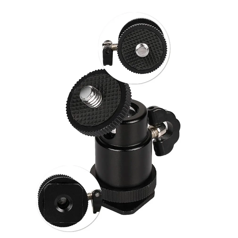 metal photography light bracket phone head 1/4 Mini Hot Shoe Ball Head Flash Bracket Holder Mount Screw For Camera Tripod