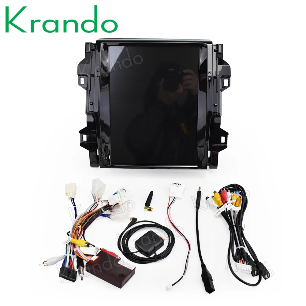 Best Krando Android 7.1 12.1" Tesla Vertical touch screen car dvd radio player for Toyota Fortuner 2016+ navigation system bluetooth 5