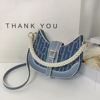 

High-grade Fashion Comfortable Female Bag 2020 New Trend Pearl Chain Handbag Foreign Air Shoulder Messenger Bag Pink Bag