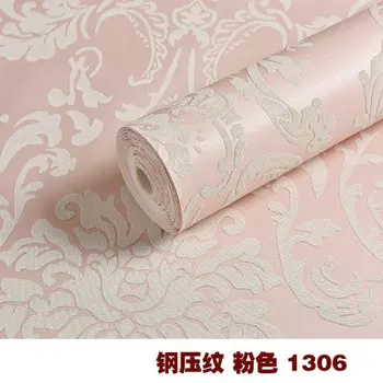 

3dEuropean Damascus three-dimensional fine pressure gold thick non-woven wallpaper living room bedroom room study wallpapers