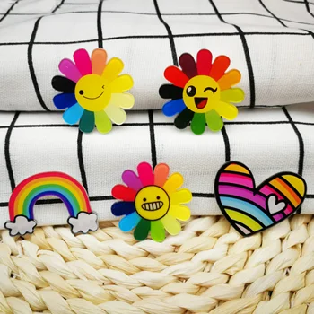 

Fashion Colorful Cartoon Pin Brooches For Women Smile Sunflowers Rainbow Heart Brooch Pins Badge on Backpack Gift for Kids
