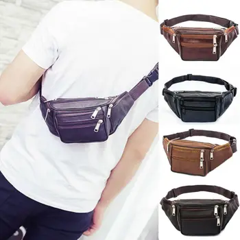 

2019 New Fashion Men Women Unisex PU Waist Pakc Chest Bag Solid Mini Large Capacity Travel Spirts Business Waist Pack