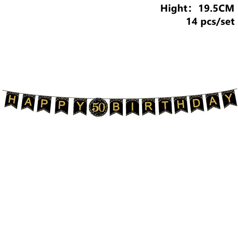 50th Gold Banners Taoup 30 40 50 60 посуда для вечеринки в честь Дня Рождения одноразовая посуда на день рождения украшения для взрослых тарелка скатерть DIY набор посуды - Цвет: 50th Gold Banners
