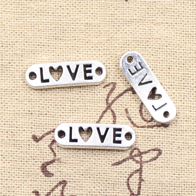 30pcs Charms Love Connector 20x6mm Antique bronze silver color Pendants DIY Crafts Making Findings Handmade Tibetan Jewelry | Украшения и