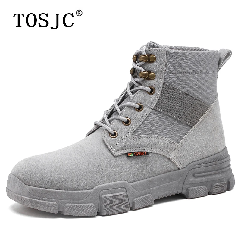 

TOSJC Mens Anti-Skid Work Safty Shoe Desert Tactical Military Boots Man Non-slip Army Motorcycle Boot Ankle Lace-up Combat Boots