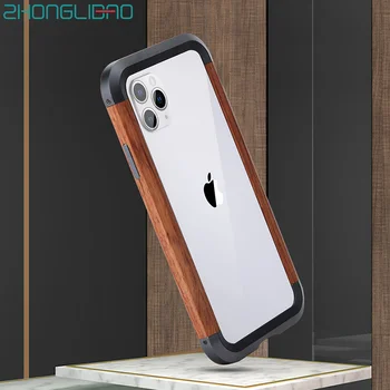 

metal wood Case cover for Iphone 11pro Max 11pro Luxury Anti-fall Wooden + Metal Bumper Protection Frame for Iphone 11 coque new