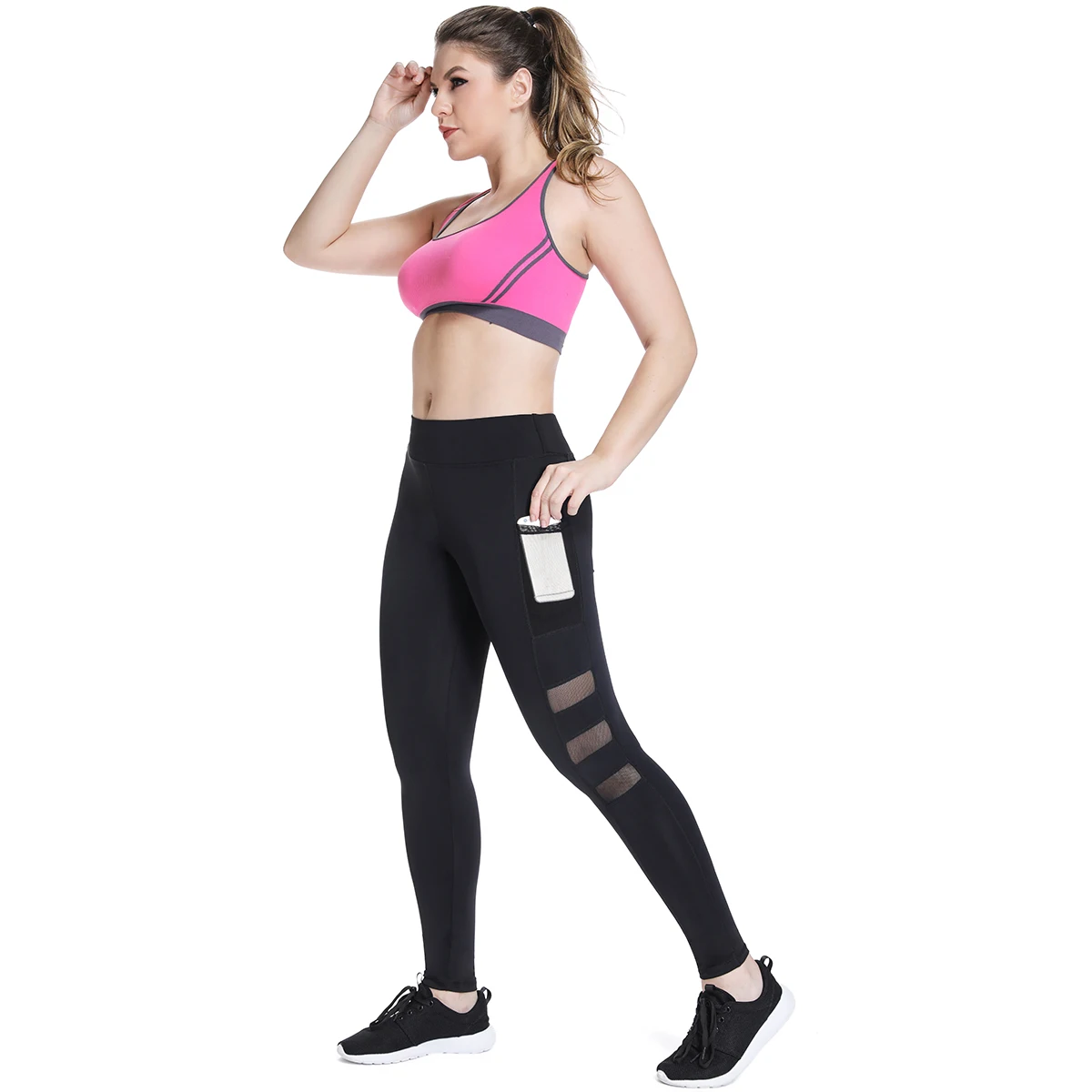 

Joyshaper Elastic Women Leggings Exercise Fitness Gym Push Up Workout Sport Leggings Pocket Patchwork Mesh Running Pants Casual
