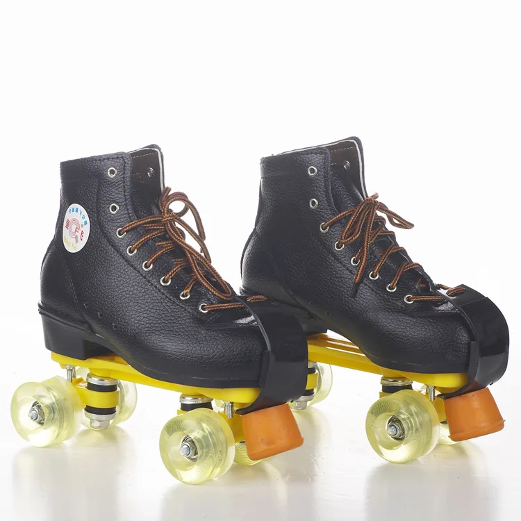 

A Generation of Fat Double Row Skates Roller Skates Embossed Cowhide Skates Ice Rink for Flashing Wheel Skates Factory
