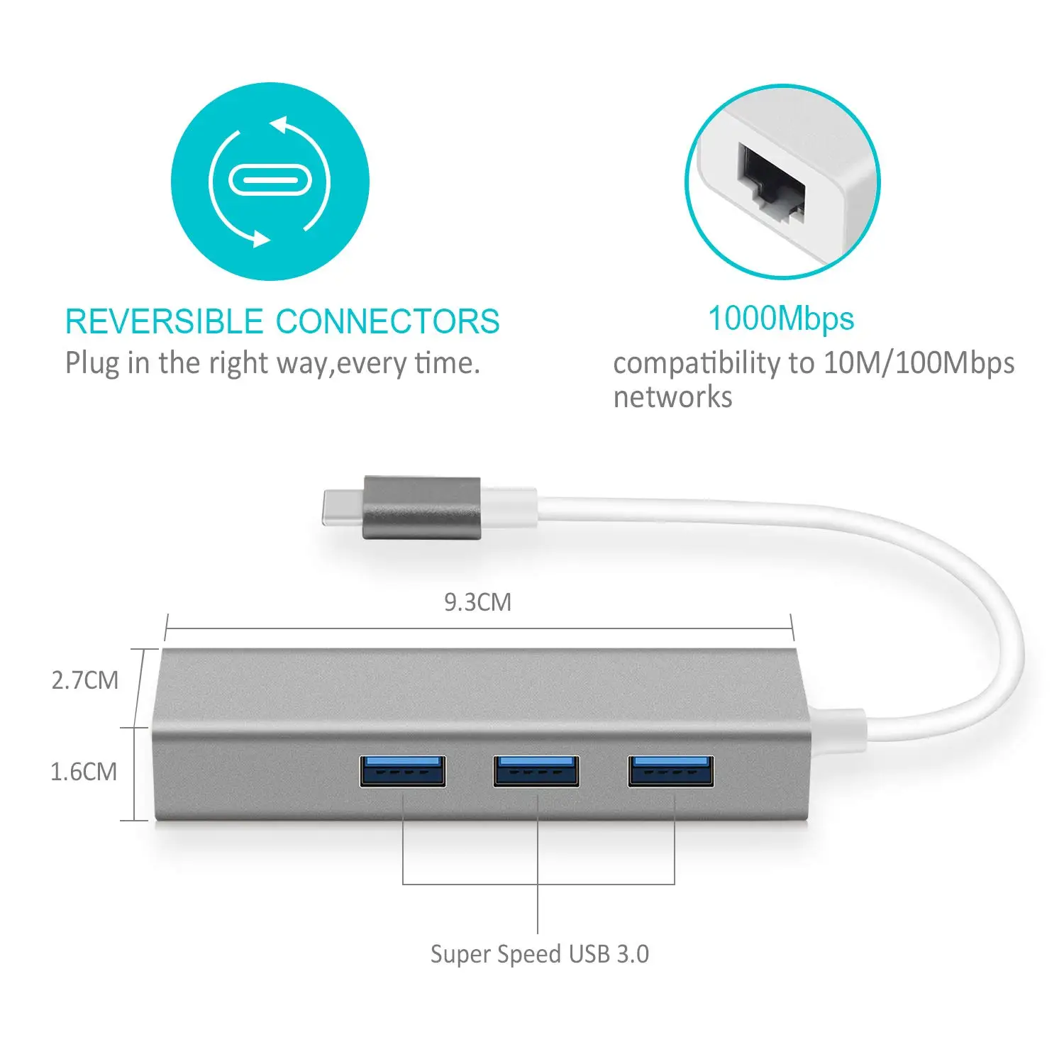USB-C Ethernet адаптер 3 USB C концентратор для Ethernet RJ45 Lan адаптер Сетевая карта гигабитный Интернет для Macbook Pro Air type C концентратор