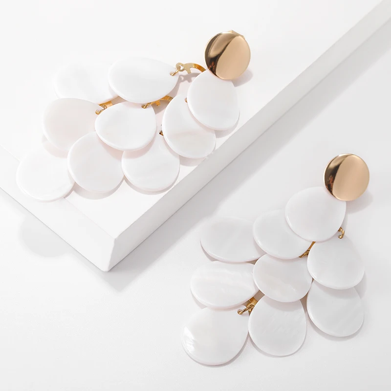 2019 New FASHION Shell Leaves Tassel Clip Earrings Without Piercing for Women Gilrs Ladies Statement Jewelry - Image 3