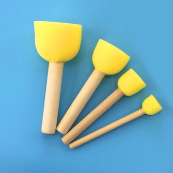 

Sponge Paint Brush Wooden Handle Painting Tool Graffiti Kids DIY Doodle Drawing Brushes Children Supplies