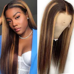 Blonde Lace Front Wig Human Hair Pre Plucked Transparent Lace Straight Frontal Wig 13x4 Highlight Wig For Women 4x4 Closure 180%