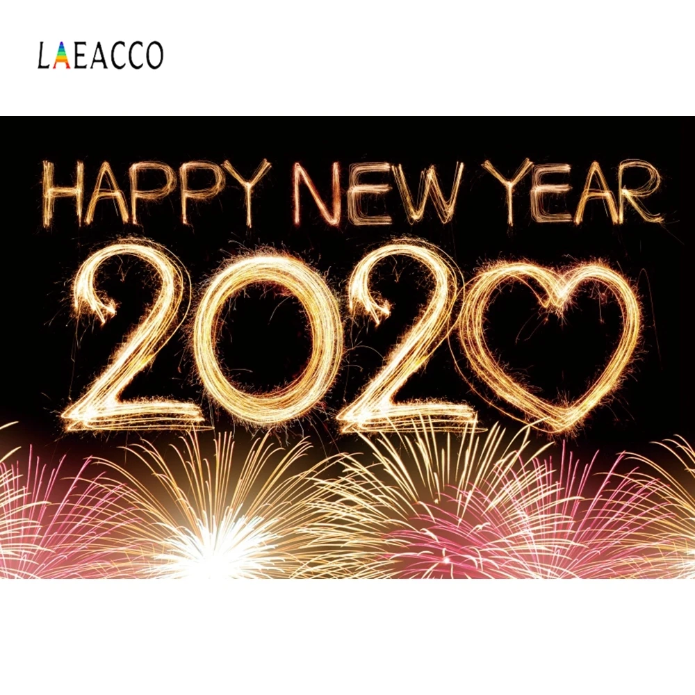 Laeacco веселый новый год петарды фейерверк 2020 сердце Детские Фото фоны фотографии