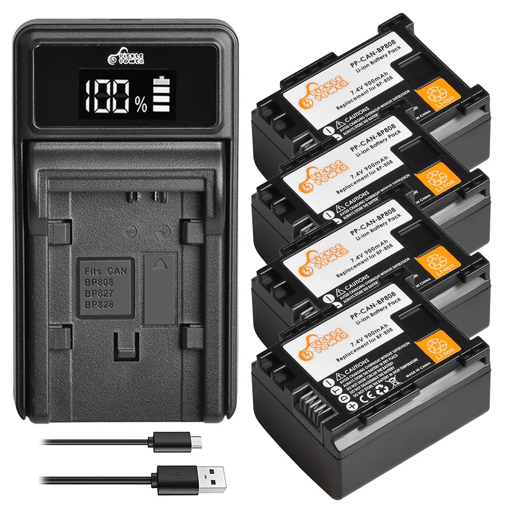 

BP-808 BP 808 Battery Pack+LED USB Charger for Canon BP-827 BP 827 BP-819 BP-807 BP-809 XA10 HF20 HF10 HF100 HG20
