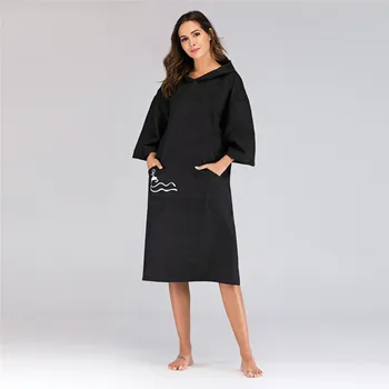 

Black Sports Quick-Dry Towels,Outdoor Changing Robe Diving Bath Towel /Adult Hooded Men/Women Beach Towel Poncho Bathrobe Towels