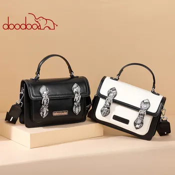 

DOODOO Bag Female 2020 New Messenger Bag First Layer Cowhide Mobile Postman Bag Tide Personality Retro Shoulder Bag