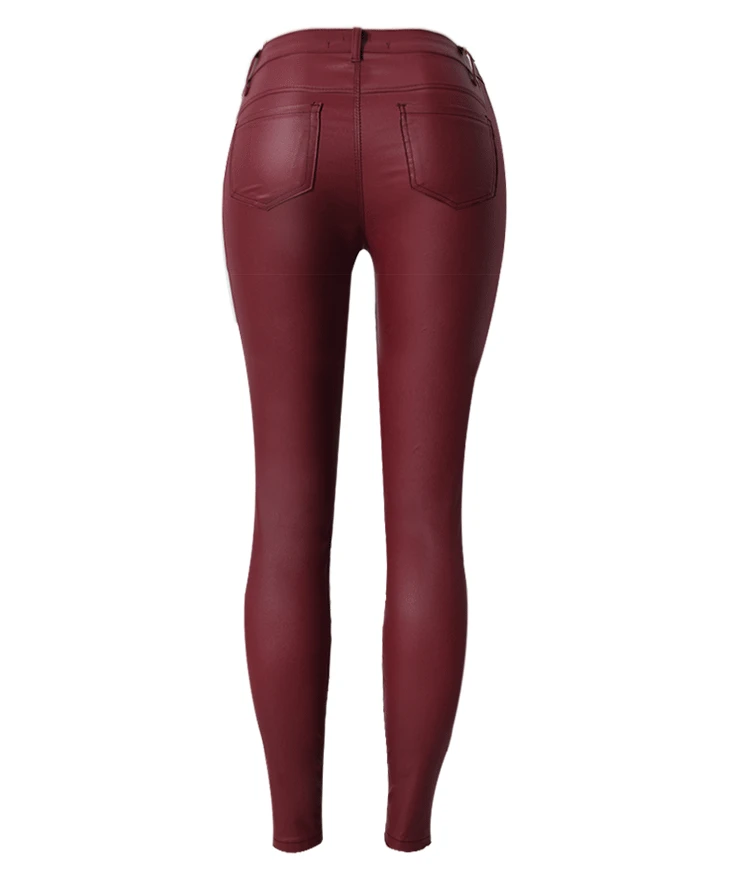 Женские сексуальные брюки из искусственной кожи с высокой талией, обтягивающие Стрейчевые брюки-карандаш, женские брюки из искусственной кожи на молнии с манжетами на осень и зиму