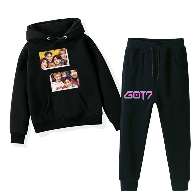 Got7/Одежда для маленьких мальчиков; детская толстовка с капюшоном; Bsby; зимние комплекты; длинные штаны с толстовкой; комплект из 2 предметов; Одежда для девочек-подростков
