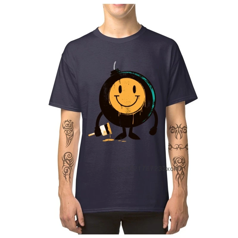 Футболка мужская с круглым вырезом Happy Buddy хлопковая рубашка в стиле ретро со
