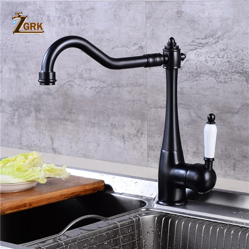 touchless kitchen faucet Brass Faucet Kitchen Deck Mounted Faucet Black Home Improvement For Kitchen Classtic Retro Kitchen Mixer Water Tap Single Handle stainless steel kitchen sink