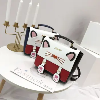 

Animals Action Figure Printed Cartoon PU Creative Student Fashion Girls Lolita Cat Crossbody Bag Shoulder Backpack Zipper Bag