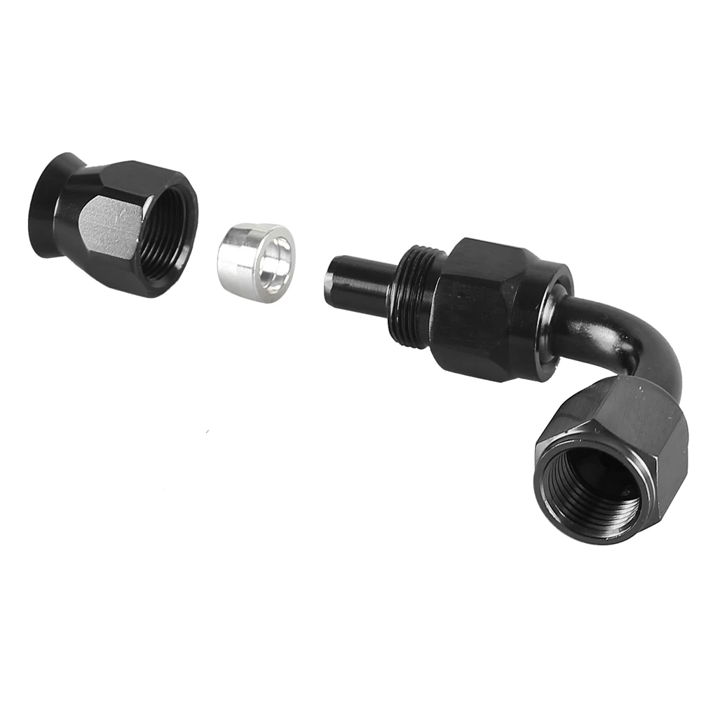 AN4/6/8/10/12 Straight 0&deg;/45&deg;/90&deg;/180&deg; Degree Reusable Hose End Fitting Adapter For Swivel PTFE Oil Fuel Line