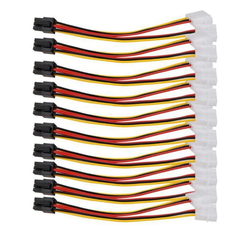 10 шт. Molex 4 Pin к PCI-E PCI Express 6-контактный переходник с внутренней Мощность конвертер