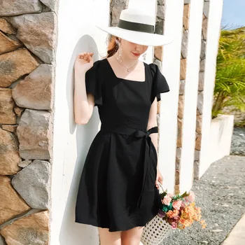 

Ladies Elegant Black Mini Dress Women Summer 2020 New Short Sleeve Fashion Dresses Casual Vestidos