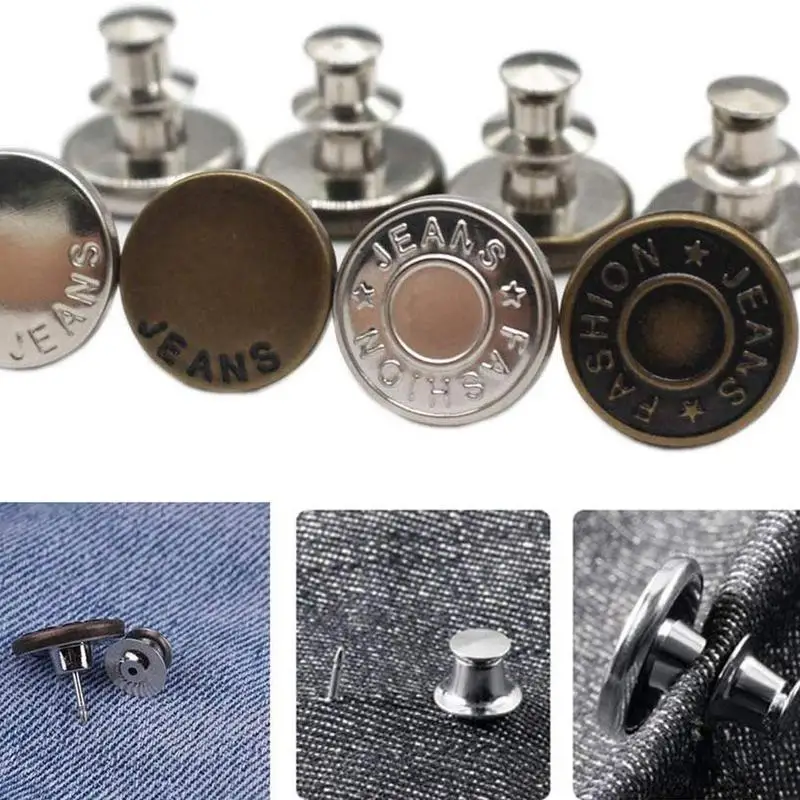 Botones ajustables desmontables para pantalones vaqueros, hebillas de Metal  Retro sin clavos, accesorios de botón de ropa DIY, 4/8 Uds.