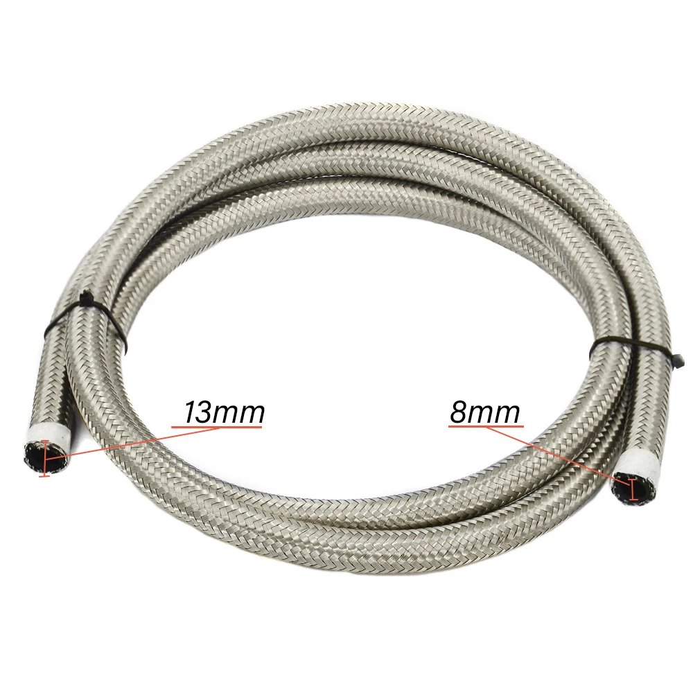 Universal 1M AN Racing Fuel Hose Stainless Steel Braided Brake Fuel Oil Line AN6 AN8 AN10 Hose Pipe Silver