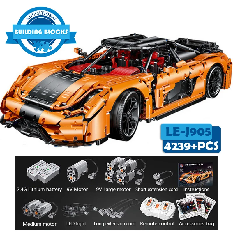 - 4239pcs Super Car HighTech Series Supe Car 18 Model Building Blocks Bricks Toys Set Educations RC Car MOC Toys Gifts for Boys
