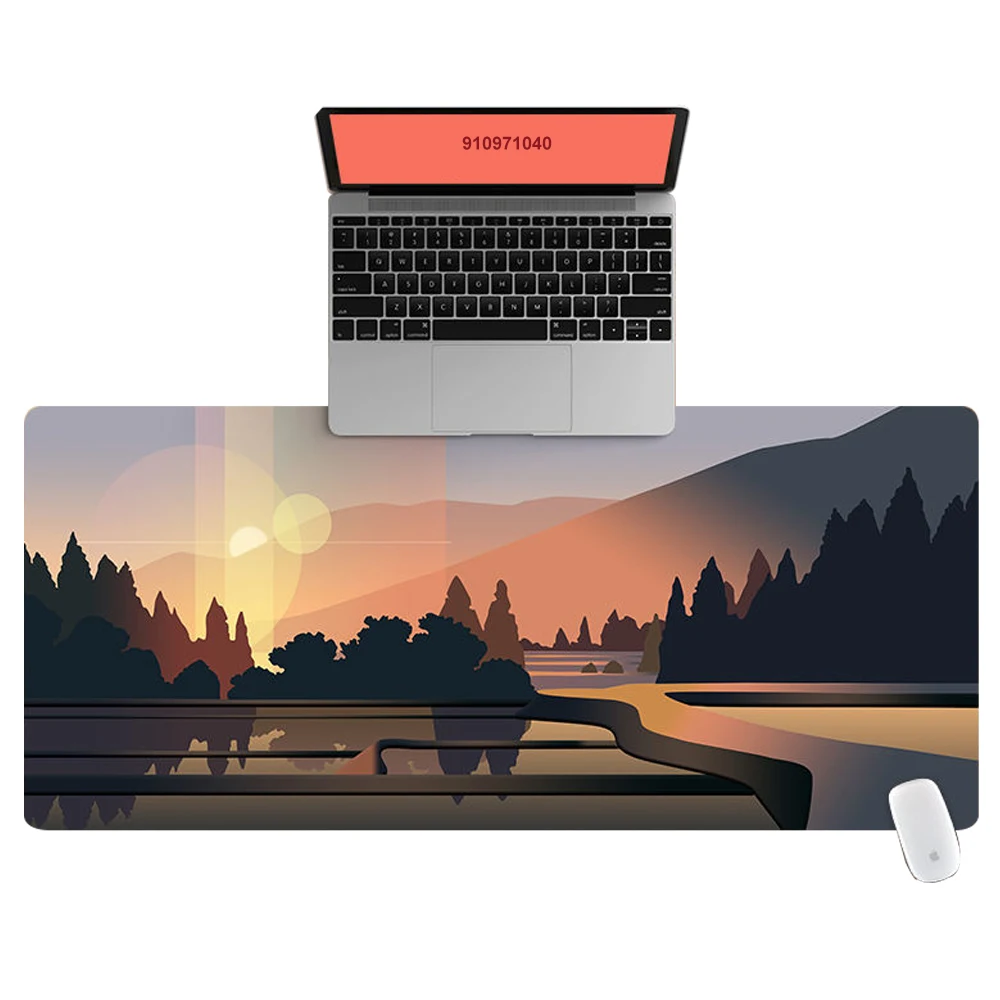 Office Computer Desk Mat Table Keyboard Big Mouse Pad Sunrise in the Forest Laptop Cushion Desk Non-slip Mat Gamer Mousepad Mat